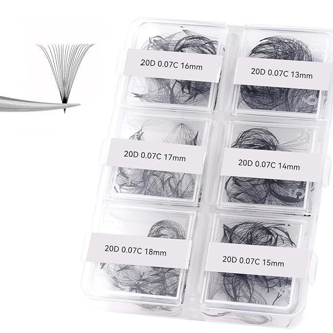 FADLASH Premade Fans Eyelash Extensions 300pcs 20D Premade Lash Fans C Curl Pre Made Fans Lash Extensions Volume Eyelash Extensions Premade Eyelash Fans Loose Fans (20D-0.07C-13-18mm)