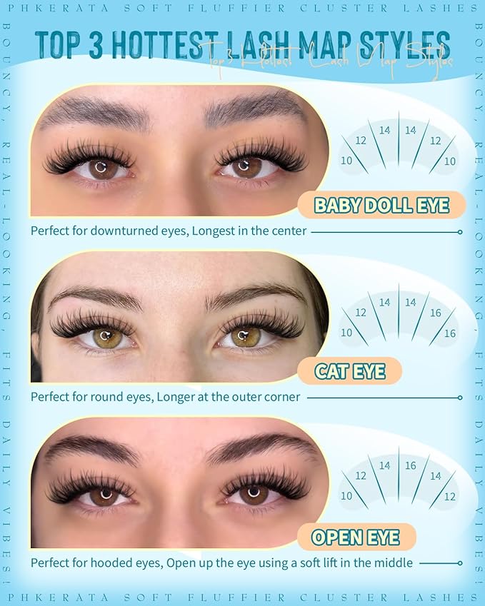 Wispy Lash Clusters Naural Eyelash Clusters Extensions C Curly Individual Lashes Clusters DIY Eyelash Extension with Wide Soft Thin Band,10-16MM,180Pcs