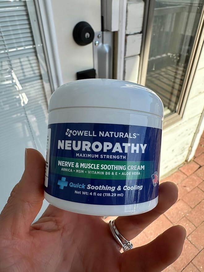 OWELL NATURALS Neuropathy Cream – Maximum Strength - Non Greasy, All Natural for Feet, Hands, Legs, Toes Discomfort Made in USA (4 Fl Oz (Pack of 2))