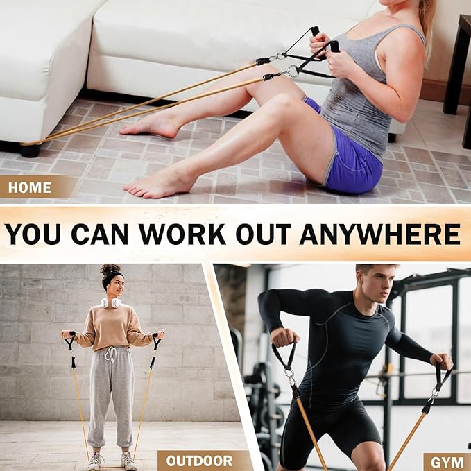 WHATAFIT Resistance Bands, Exercise Bands，Resistance Bands for Working Out, Work Out Bands with Handles for Men and Women Fitness, Strength Training Home Gym Equipment