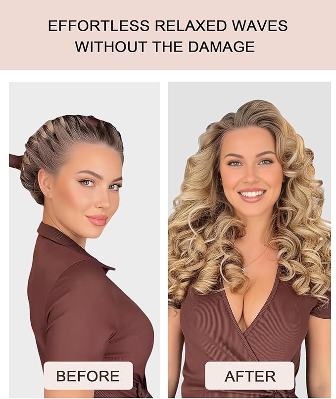 Heatless Curls Overnight No Heat Flexi Rods Large Jumbo Hair Rollers Curlers to Sleep In for Long Hair, Soft Satin Heatless Curling Rod Set for Women Beauty Curly Hair Styling Tools Accessories