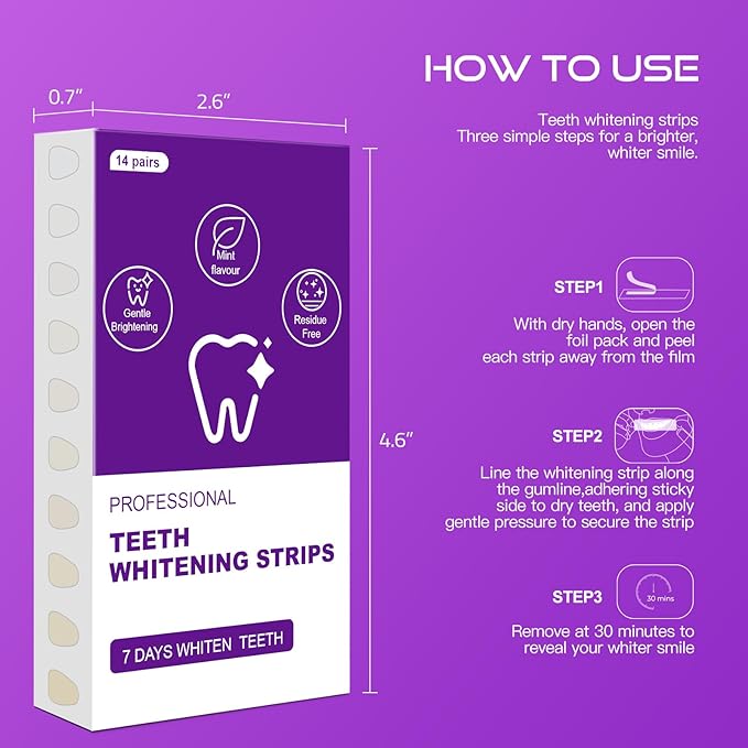 Teeth Whitening Strips-Pack of 28 Strip-14 Treatments Kit-Safe for Enamel-Whitening Without Any Harm-Sensitivity Free Dry Strip Technology for Coffee and Other Stains