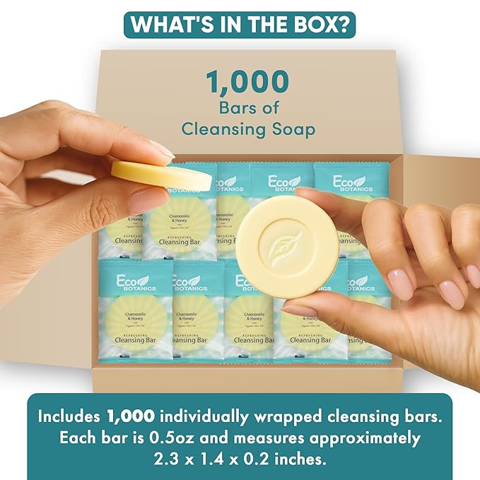 Eco Botanics Travel-Size Hotel Cleansing Bar Soap, 0.5 oz (Case of 1000)