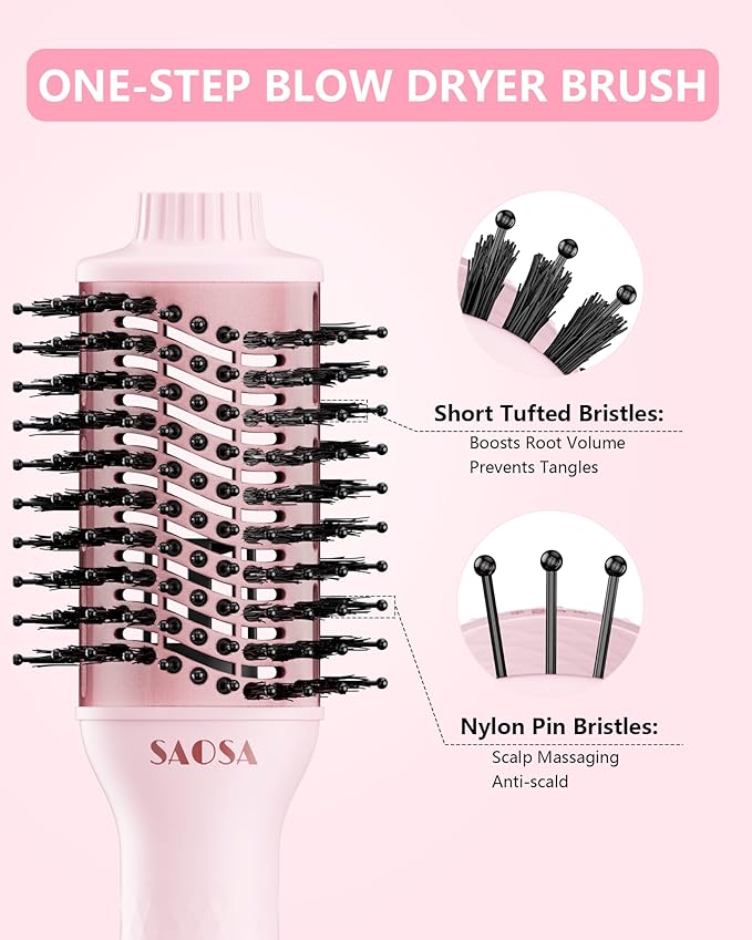 Hair Dryer Brush Blow Dryer Brush in One, 4 in 1 Hair Dryer and Styler Volumizer with Negative Ion Anti-frizz Ceramic Titanium Barrel, Hot Air Dryer Hair Straightener