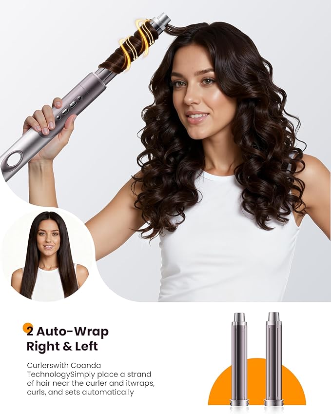 MESCOMB Upgraded Infrared 6 in 1 Hot Air Styler Wrap - Dual Voltage Hair Dryer| Fast Drying & No Heat Damage, Professional Multi-Styler for Curling, Volumizing & Smooth Straightening (100V-240V)