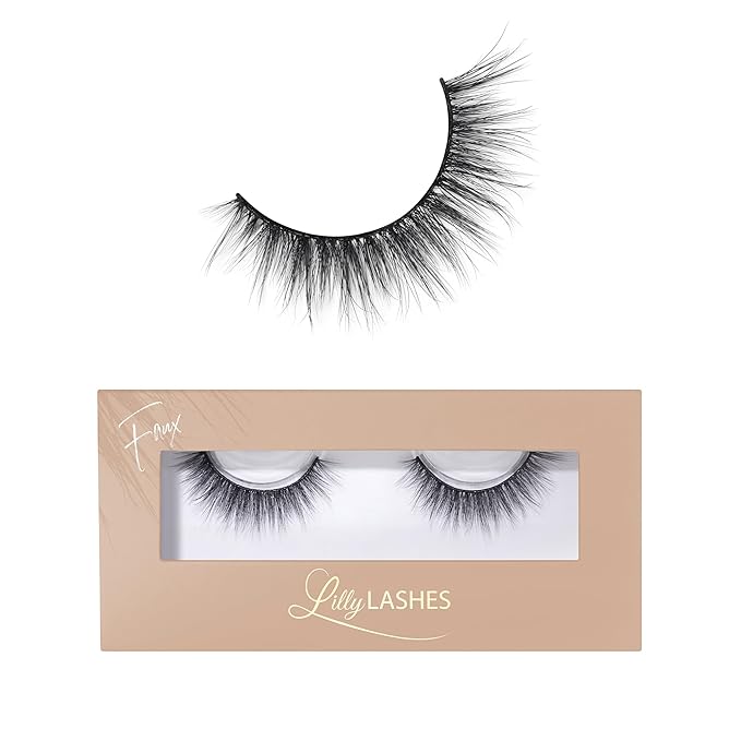 Lilly Lashes Everyday Blushing Natural Lashes, Faux Mink Natural Eyelashes, False Eyelashes Everyday Use, Individual Lashes Reusable up to 20x, No Lash Glue Included (13mm)