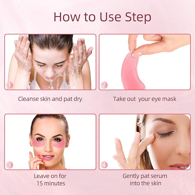 USTELIR Under Eye Patches, 40 Pairs Eye Mask for Dark Circles, Puffy Eyes, Undereye Bags,Wrinkles,Eye Mask Patches with Rose, Eye Treatment Skin Care for Men & Women Gift