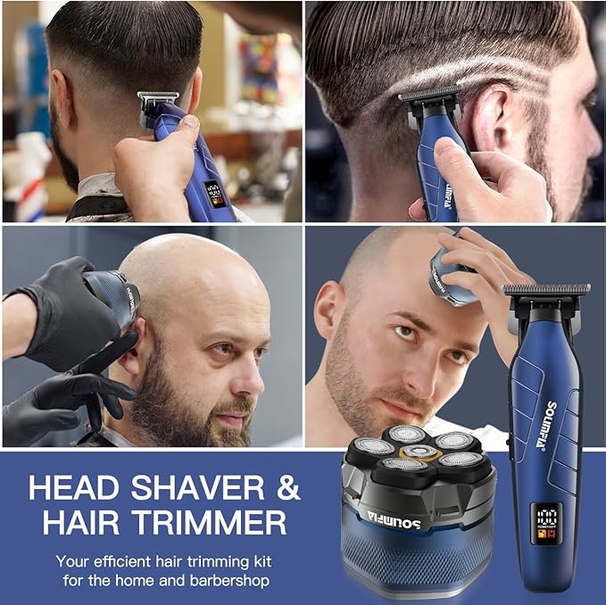 SOLIMPIA Upgraded Head Shavers for Bald Men, Hair Trimmer Kit, Magnetic Electric Razor, Large Battery Capacity, Rechargeable LED Display Beard Trimmer, Waterproof Wet/Dry Head Shaver
