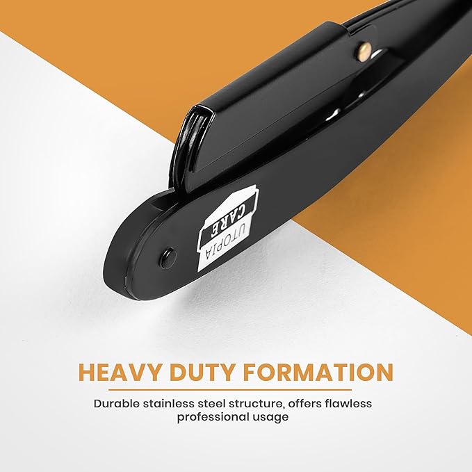 Utopia Care Professional Straight Razor for Men, Barber Straight Edge Razor Safety with 100 Pack Blades, Black