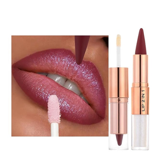 Clear Gloss and Lip Liner Liquid Lipstick Lip Combo, Lip Combo Sets for Black Women,High Pigmented Matte Lip Kit , Waterproof Long Lasting Lipstick Lip Combo Set Lip Kit with Lip Liner and Gloss #3 | Clear moisturizing