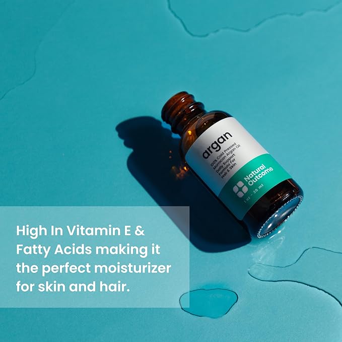 Argan Oil 100% Pure Moroccan Cold-Pressed Face, Body and Hair Lightweight Oil for Moisturizing, Hydrating & Skin Nourishment, 1 oz by Natural Outcome