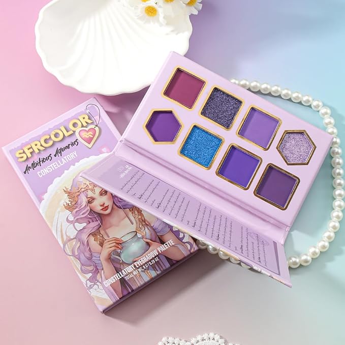12-Color Zodiac Eyeshadow Palette, Matte Metallic Shimmer Pressed Pigments, Highly Pigmented Makeup Palette for Professional & Daily Eye Makeup (8280 Aquarius)