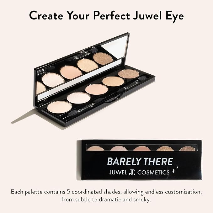 Juwel Cosmetics Eye Shadow Palette, Talc-Free Highly Pigmented Pressed Powder, Eye Makeup Palette that Blends Perfectly, 5 Shades of Paraben-Free and Sulfate-Free Eyeshadow, Hidden Gems