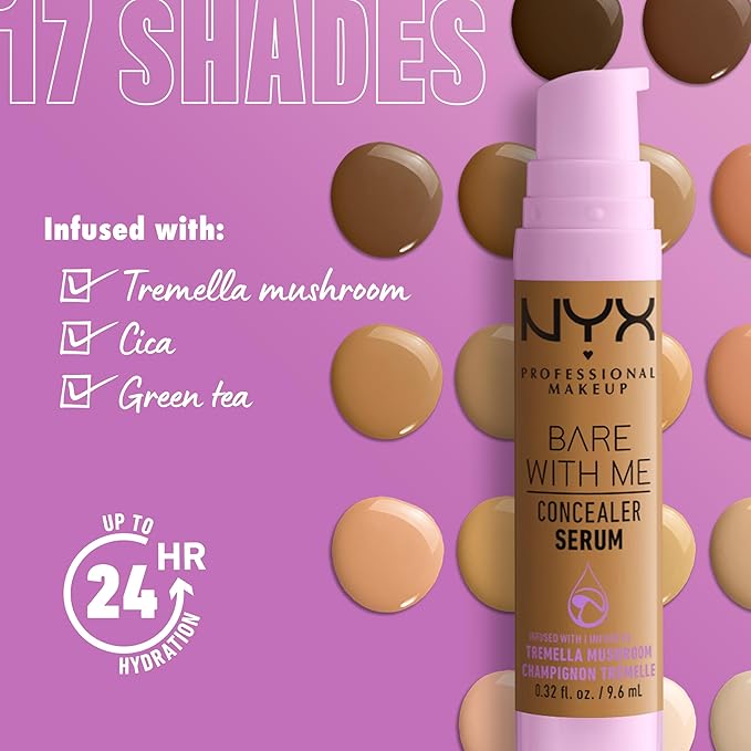 NYX PROFESSIONAL MAKEUP Bare With Me Concealer Serum, Concealer Makeup For Up To 24Hr Hydration - Fair