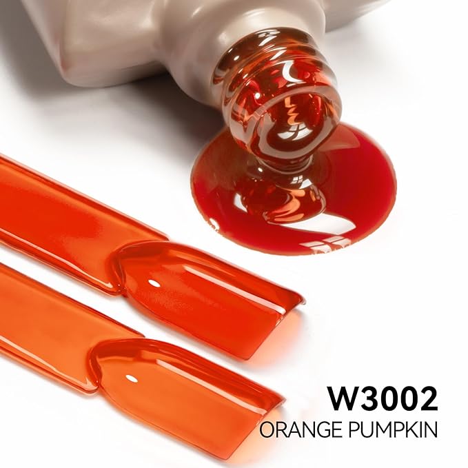 MAYCHAO 15ML Jelly Orange Pumpkin Gel Nail Polish 1Pc Transparent Fall Orange Gel Polish Soak Off UV LED Translucent Nail Polish Nail Art Starter Manicure Salon DIY at Home, 0.5 OZ