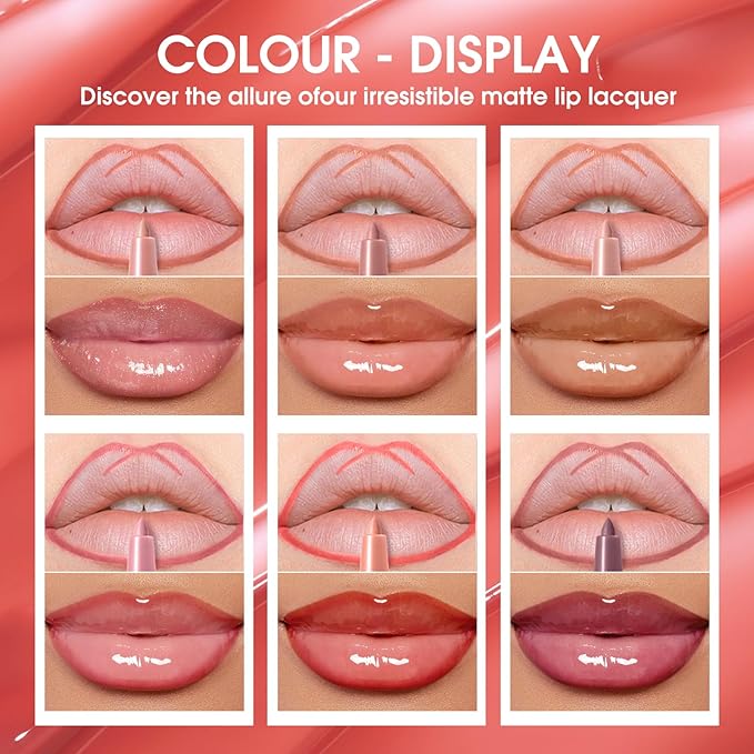 Jolilab Matte Lip Liner Lip Oil Set, Lip Makeup Set Natural Smooth Long-Lasting And Hydrating Beauty Daily Cosmetics Gift for Girls Easy-to-Use(8pcs)