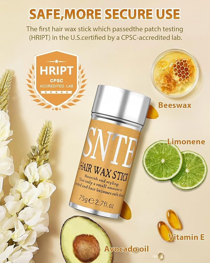 Samnyte Hair Wax Stick, 3PCS-Wax Stick For Hair Slick Stick, Slick Back Stick Hair Stick Wax Edge Frizz No-white Chips & No-Residue & No-Greasy & Easy to Absorb 2.7 Oz