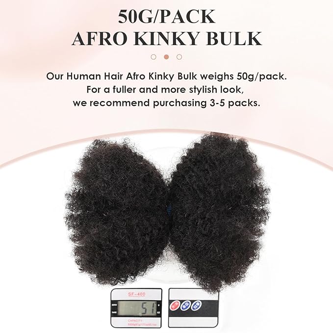 Teresa Springy Afro Twist Human Hair for Braids and Dreadlocks, Natural and Soft pre Fluffed Spring Twist Hair Can be Dyed and Bleached (12 Inch, 50g/Pack)