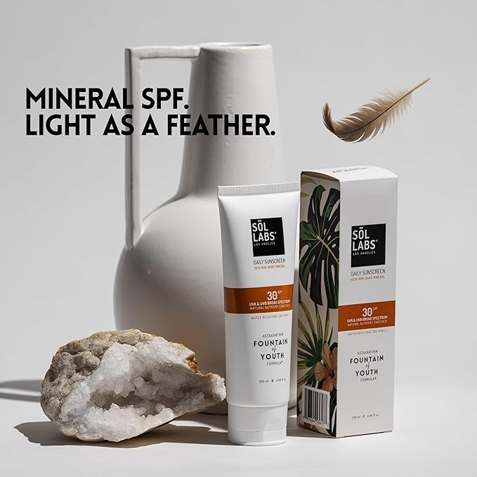 SOL LABS Mineral Sunscreen SPF 30 Face & Body - Lightweight, Hydrating Daily Moisturizer - No White Cast - Anti-Aging Formula with Niacinamide, Zinc Oxide - Reef Safe Korean Skin Care - 4oz
