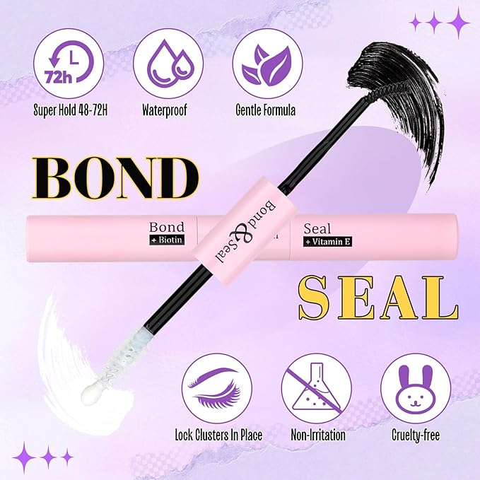 Yawmaica Lash Clusters Kit with Bottom Lashes Wispy Eyelash Extension Kit 200D Volume Eyelash Clusters 12-20mm D Curly Individual Lashes DIY Lash Extension Kit with Lash Bond and Seal Lash Tweezers