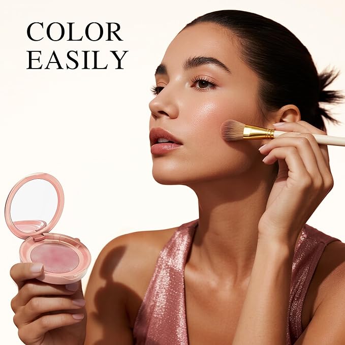 PHOFAY Luminous Blush Powder-Multi-Use Formula,Ultra-Fine & Smooth,2-in-1 Baked Blush Highlighting Powder Blush Buildable Face Makeup Shimmer Finish,Long-Lasting Wear with Natural Luminous Glow (05#)