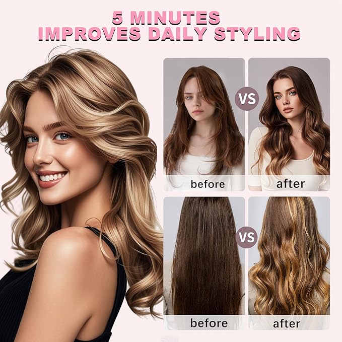 Automatic Curling Iron Rotating – 3-in-1 Self Curling Hair Curler with 3 Barrel Sizes for Loose Waves to Tight Curls, Negative Ion Ceramic, Anti-Tangle & Fast Heating, Safe Styling for All Hair Types