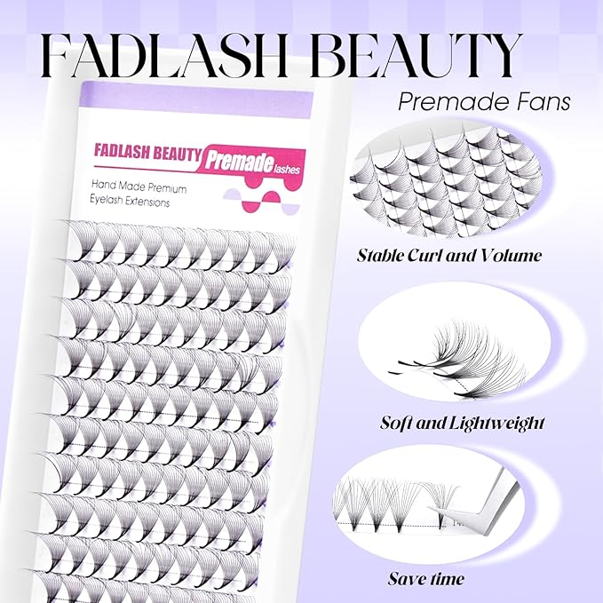 Premade Fans Eyelash Extensions 0.07D Curl Individual Lashes 12D Premade Easy Fan Lashes Soft Lash Extensions 16mm for Professional Salon Use(0.07D-16mm)