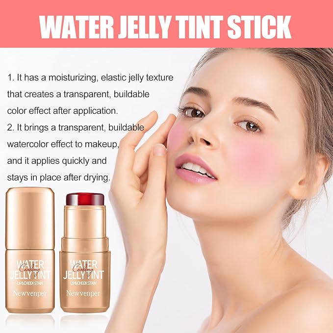 2PCS Jelly Blush Stick, Multi-Purpose Lip & Cheek