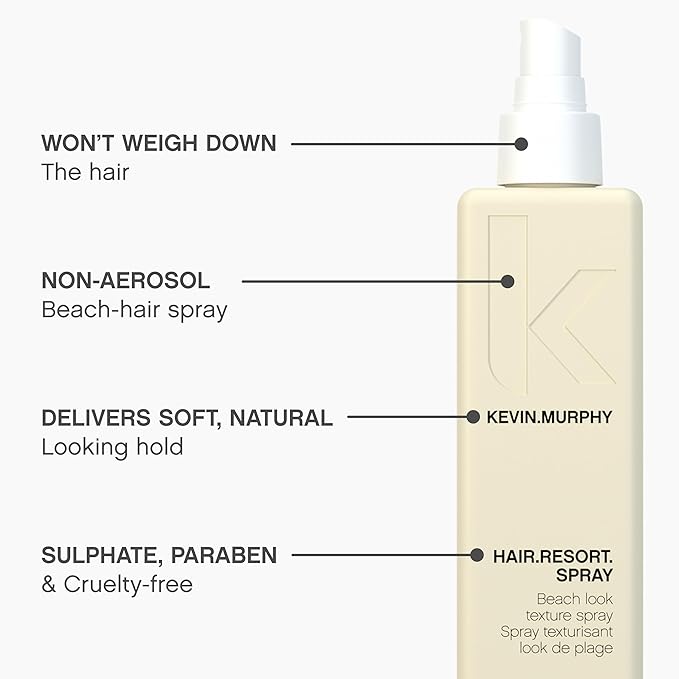 KEVIN.MURPHY HAIR.RESORT.SPRAY - Beach Look Hairspray - For Fine & Longer - Natural, Flexible Hold - Lightweight Hairspray - Sulphate Free Hair Care - 150 mL / 5.1 fl oz (Pack of 2)