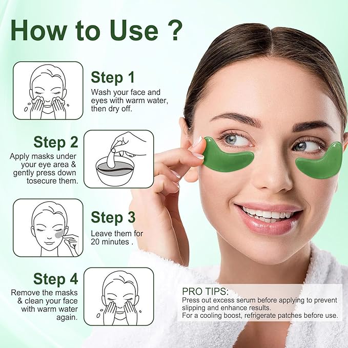 LAVONE Eye Mask - 30 Pairs Seaweed Under Eye Patches Skin Care Products - Eye Masks Skincare for Dark Circles and Puffiness, Reduce Wrinkles, Eye Bags and Fine Lines, for Women and Man