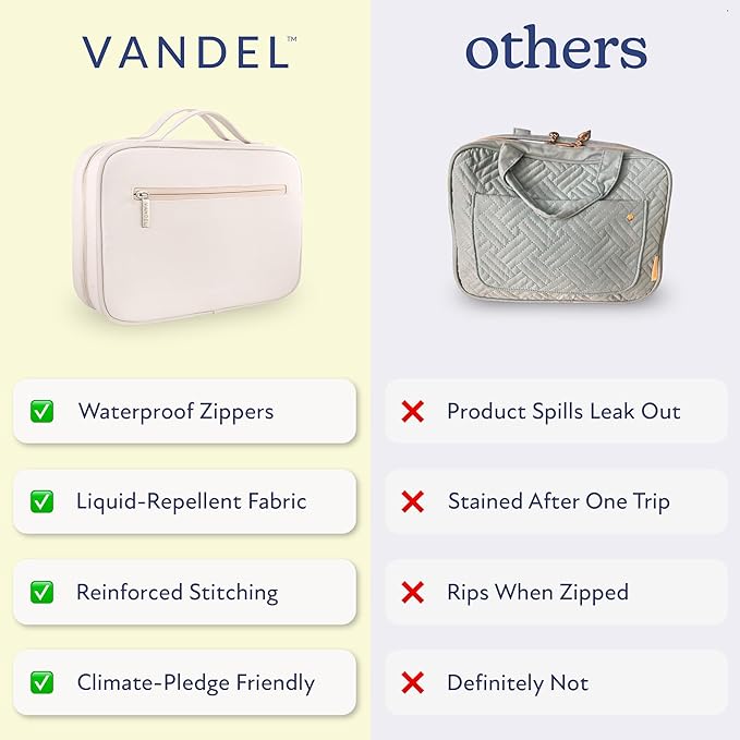 VANDEL Waterproof Hanging Toiletry Bag for Travelling, Hanging Makeup Organizer Bag, Cosmetic Travel Bags for Women, Makeup Case Toiletries Organizer Hygiene Bathroom Shower Caddy - Sand