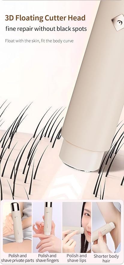 Dual-Head Rechargeable Hair Trimmer for Women, Body Shaver with 3D Floating Blades, Detachable Heads, Smooth & Painless Hair Removal