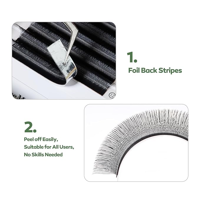 DeceMars U Shaped 6D Eyelash Extensions Premade Fan Russian Volume Crisscross Eyelashes Natural Soft Handwoven False Eye Lashes Double W Lashes Mesh Wispy Clusters (Matte Black-0.07mm-L+, 11mm)