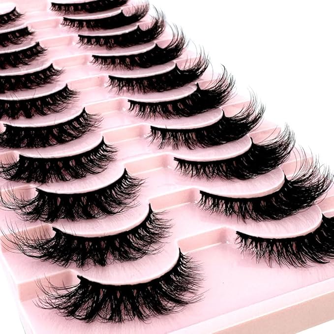 HBZGTLAD Soft Mink Eyelashes 3D Curl Winged End Eye Elongated Fake Lashes Thick Handmade Natural False Eyelash Messy Cross Lash Wholesale (QY-2#)