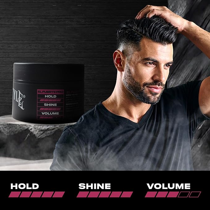 Papichulo Style Deluxe Pomade “El Fuerte Pro” – Strong Hold, High Shine, Adds Volume – Infused with Keratin & Biotin – Water-Based, Flake-Free, Easy Washout, Paraben-Free – Made in USA - 4 oz