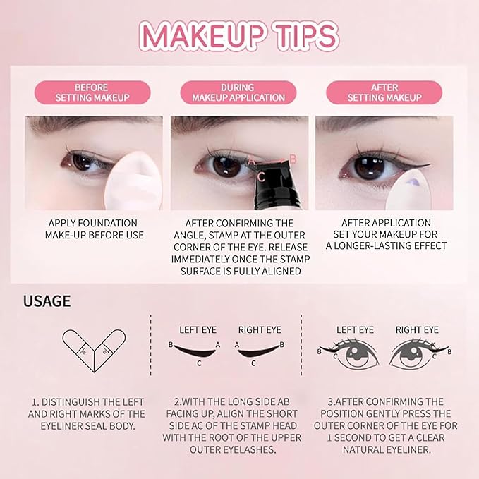 2PCS Gel Eyeliner Pencil Set, Foldable Eyeliner Stamp for Perfect Wings, Waterproof Eyeliners Tool, Smudge Proof Eyeliners Pen for Beginners (Black+Brown)