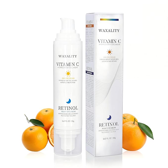 Retinol Under Eye Cream for Dark Circles, [Vitamin C] Remove Puffiness & Wrinkles, Day & Night Brightening Anti-Aging Eye Cream for Fine Lines, 0.67 Fl Oz