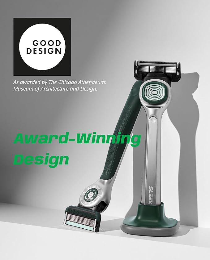 DORCO SLEEK 6 Blade Razor for Men with 2 Cartridges | Men's Cartridge Razors with Razor Handle and Smooth Shaving Blades | Men’s Razors with Multi-Flex Technology