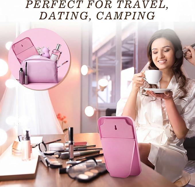 12 Pack Desktop Makeup Mirror Bulk 90° Adjustable Portable 8" Vanity Table Mirror with Stand, Folding Travel for Makeup Party Spa Party, Women, Cosmetics Personal Beauty (Pink)