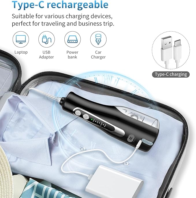 Advanced Cordless Dental Water Flosser for Teeth – Portable Oral Irrigator with 300ml Tank, USB-C Rechargeable, IPX7 Waterproof Electric Teeth Cleaner for Braces & Sensitive Gums