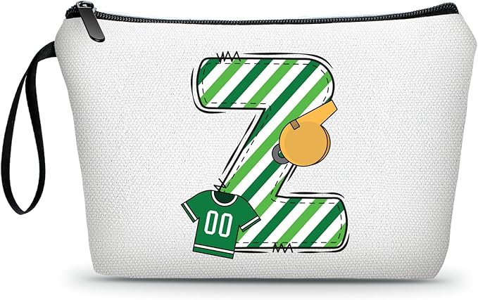 ARIOSEY Football Initial Birthday Graduation Gifts Cosmetic Travel Toiletry Bags Football Accessories Party Favors for Women Girls Daughter Niece Team Coach Friends -Z
