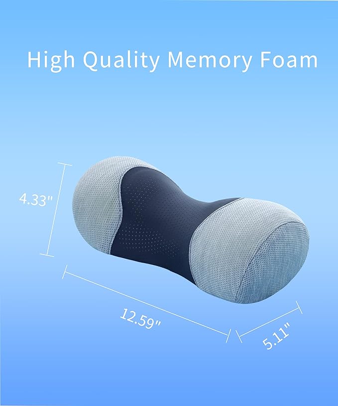 Bespilow Cervical Neck Pillow for Pain Relief - Small Cylinder Neck Roll & Round Bolster Stretcher - Portable Memory Foam Traction Device for TMJ, Hump Correction, Travel & Sleeping Support