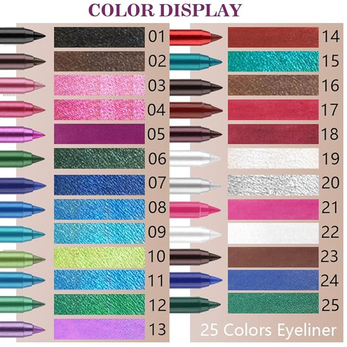 evpct Silver Gray Glitter Eyeliner Pencil for Eyes, Silver Grey Metallic Shimmer Eye Liner Pencil Makeup Waterproof Smudge Proof, Colored Gel Waterline Eyeliner, Face Eye Paint Stick Halloween Makeup