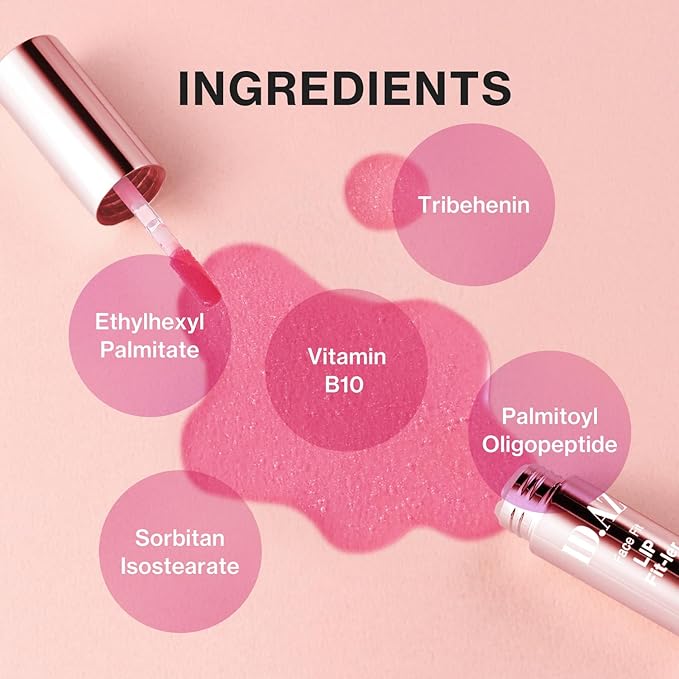 idplacosmetics ID.AZ Face Fit Lip Fit-Ler (Pink) 0.12 fl.oz (3.5 g) — Hydrating Tinted Lip Plumper Gloss with Maxi-Lip Peptide Sheer Pink, Glass-Like Finish Layerable Korean Lip Gloss.