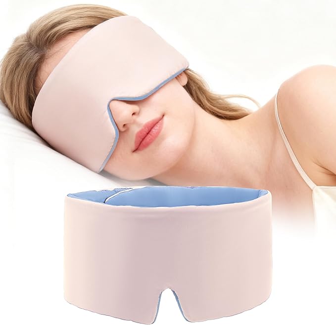 Sleep Mask,Eye Mask for Sleeping,Ultra Soft Comfortable Blackout Eye Cover for Women Men,Soft Pressure-Free Design for Side Sleepers, Home, Travel, Office, Napping (Pink)