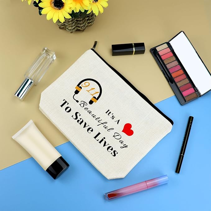 911 Operator Gift Makeup Bag Dispatcher Appreciation Gifts EMT Emergency Dispatcher Gifts Cosmetic Bag Pouch 911 Operator Thank You Gift Dispatcher Retirement Gift Birthday Christmas Thanksgiving Gift