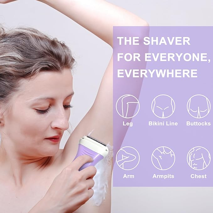 Electric Razors for Women & Bikini Trimmer-Waterproof Cordless for Shower,Travel | Hypoallergenic Foil Shaver for Legs,Underarms,Bikini Line,Wet/Dry Use,Orchid/P9OL