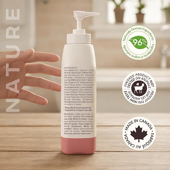 Nature by Canus Creamy Body Lotion, SHEA BUTTER, 11.8 Oz, With Smoothing Fresh Canadian Goat Milk, Vitamin A, B3, Potassium, Zinc, and Selenium