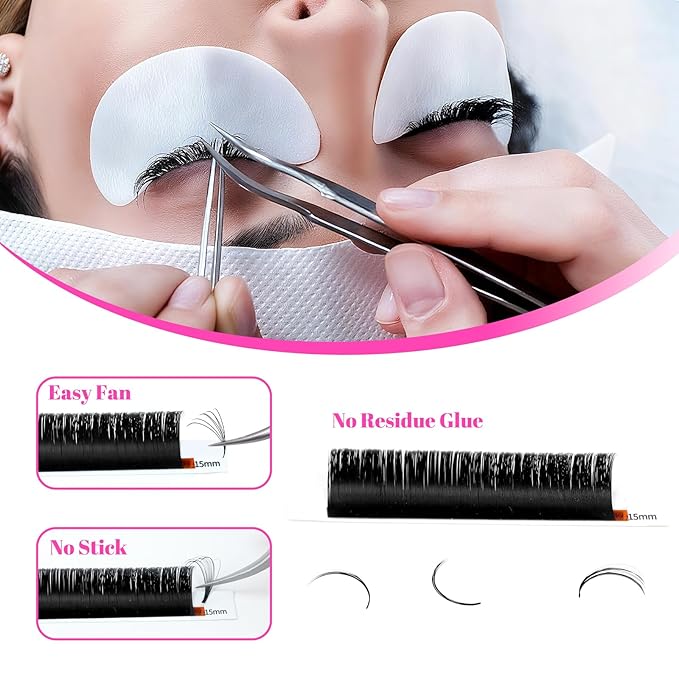 Premium Classic lashes Extensions Matte Black C/D Curl Velvet Lashes Individual 0.07mm thickness Professional Volume Single Root False Eyelashes DIY Supplies at Home 8-15mm Mixed