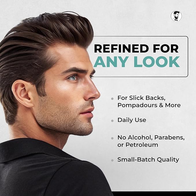 Gentlemen Republic 32oz Refined Hair Gel with Pump for Men - Premium Gel For Men Humidity Resistant & Alcohol-Free - All Day Shine and Hold for All Hair Types and Never Flakes - Made in the USA